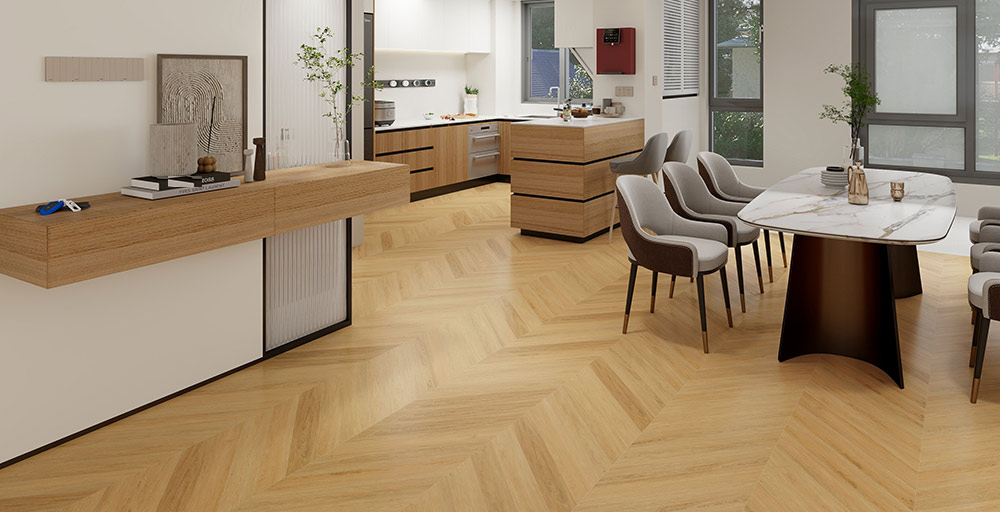 Chevron flooring surface from the DIAR material portfolio